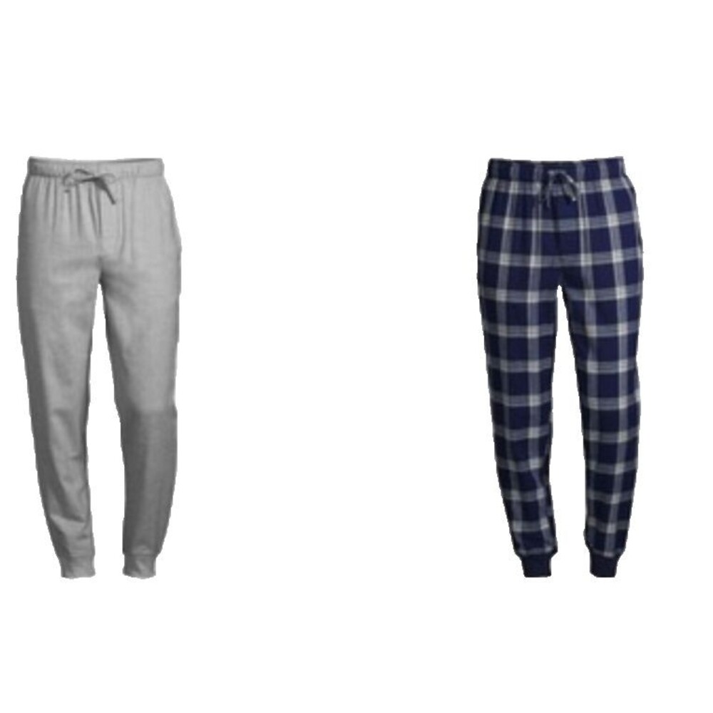 $110 LANDS' END MEN'S 4x 4xl JOGGER PANTS navy gray cotton flannel pajamas new